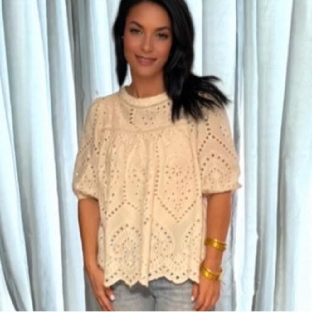Chic Cream Eyelet Women's Blouse